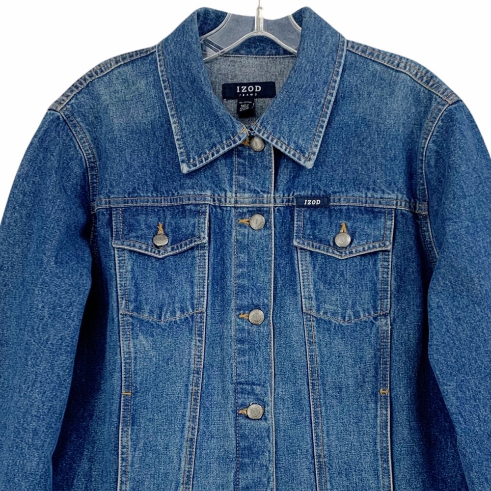 Izod Jeans Denim Jeans Trucker Jacket Medium Blue Wash - Picture 2 of 15